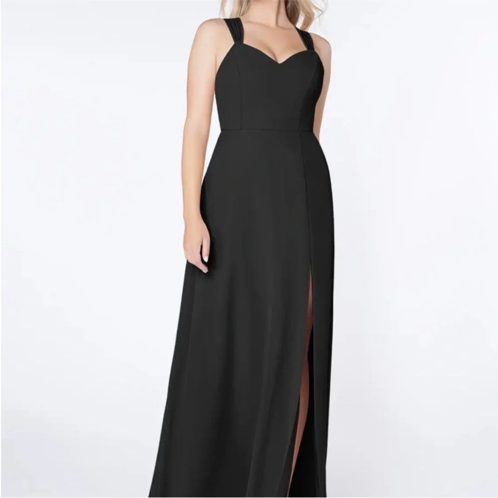 Azazie Jane Elegant Black Evening Gown - Chiffon - Picture 7 of 10
